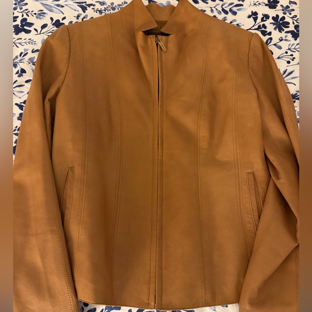 Cole Haan Women's Wing Collar Leather Jacket